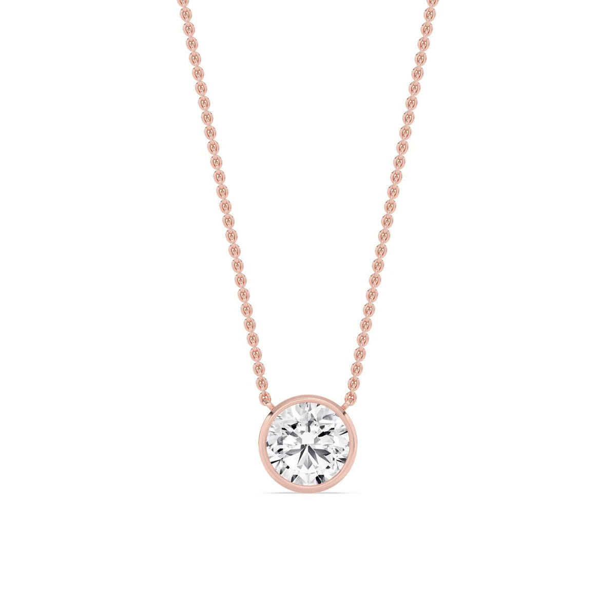 Rose Gold / 1.50ct Lab Grown Diamond Bezel Necklace