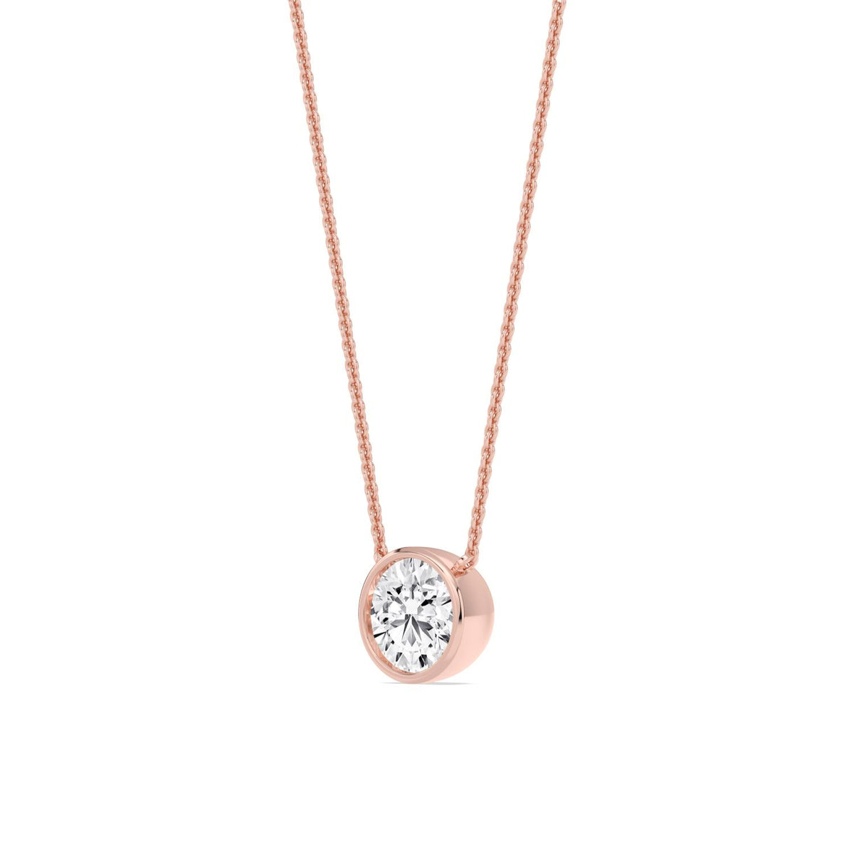 Rose Gold / 1.50ct Lab Grown Diamond Bezel Necklace