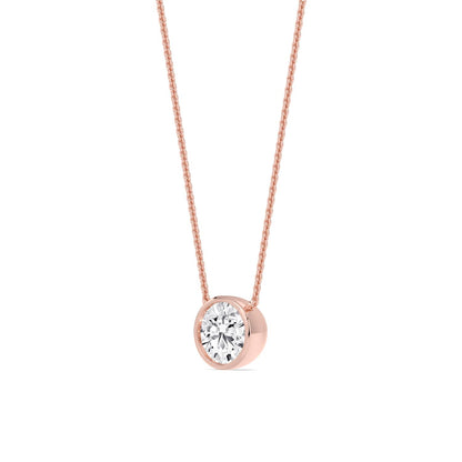 Rose Gold / 1.50ct Lab Grown Diamond Bezel Necklace