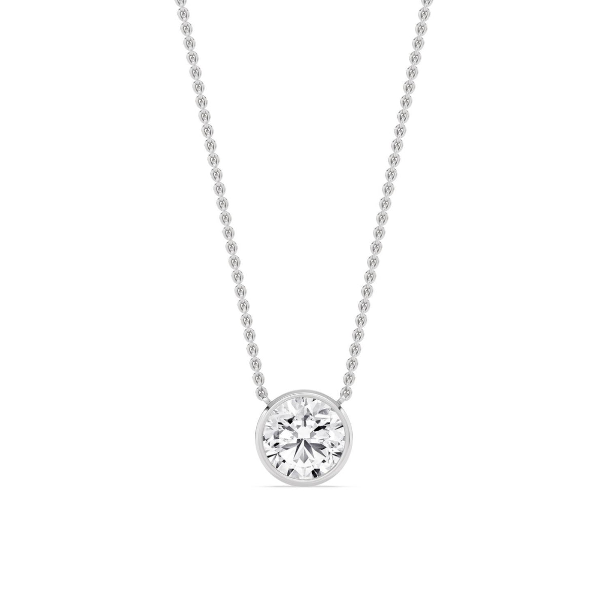 White Gold / 1.50ct Lab Grown Diamond Bezel Necklace