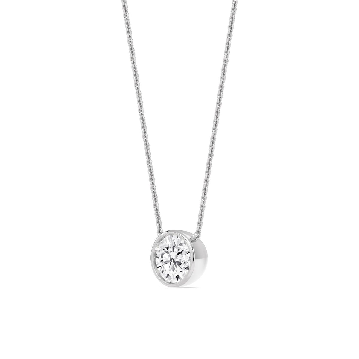 White Gold / 1.50ct Lab Grown Diamond Bezel Necklace