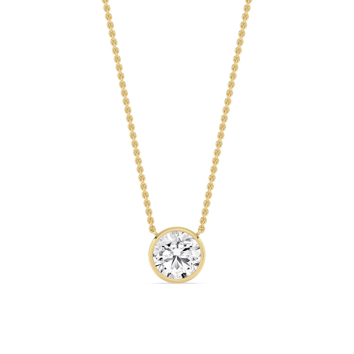 Yellow Gold / 1.50ct Lab Grown Diamond Bezel Necklace