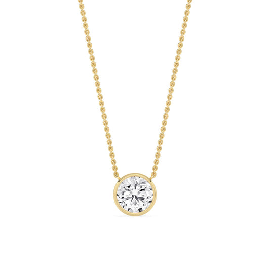 Yellow Gold / 1.50ct Lab Grown Diamond Bezel Necklace