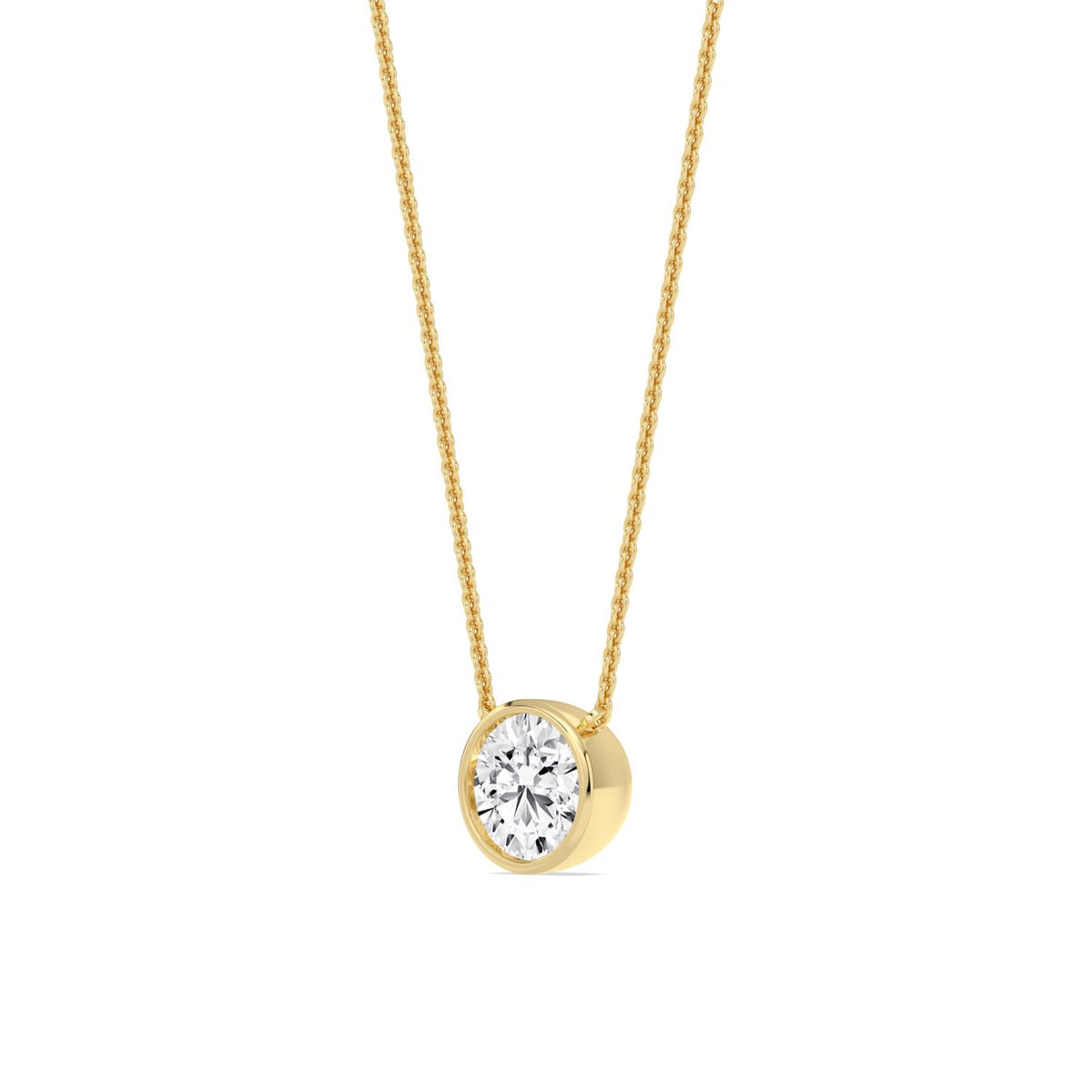 Yellow Gold / 1.50ct Lab Grown Diamond Bezel Necklace