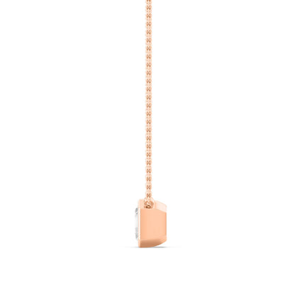 Rose Gold / Asscher Lab Grown Diamond Bezel Necklace