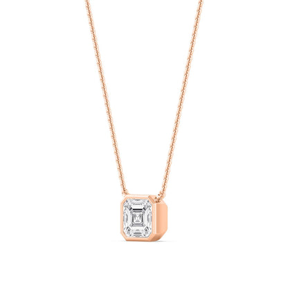 Rose Gold / Asscher Lab Grown Diamond Bezel Necklace