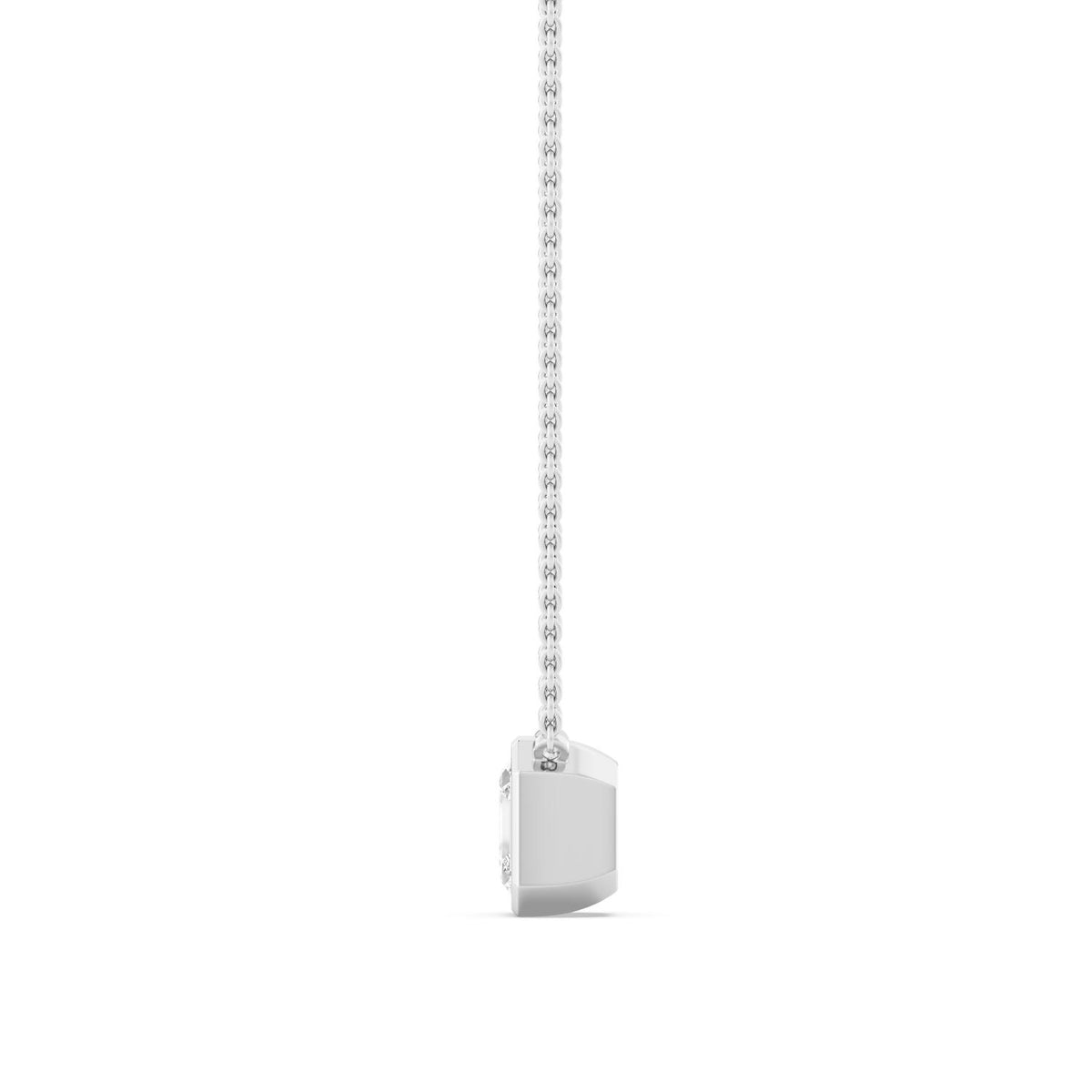 White Gold / Asscher Lab Grown Diamond Bezel Necklace