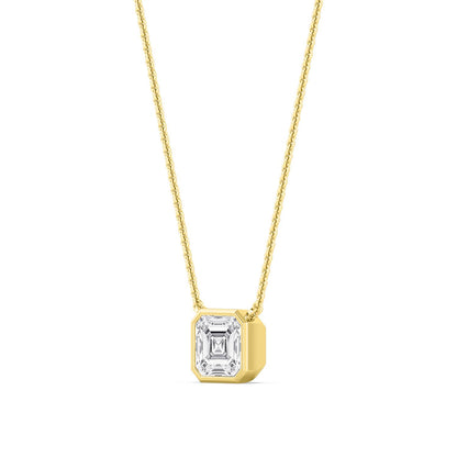 Yellow Gold / Asscher Lab Grown Diamond Bezel Necklace