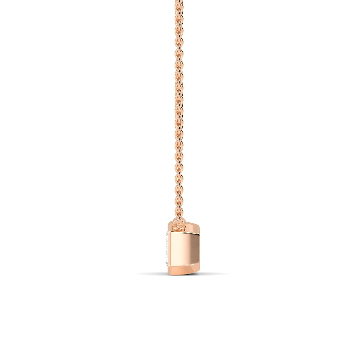 Rose Gold / Emerald Lab Grown Diamond Bezel Necklace