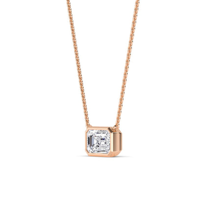 Rose Gold / Emerald Lab Grown Diamond Bezel Necklace
