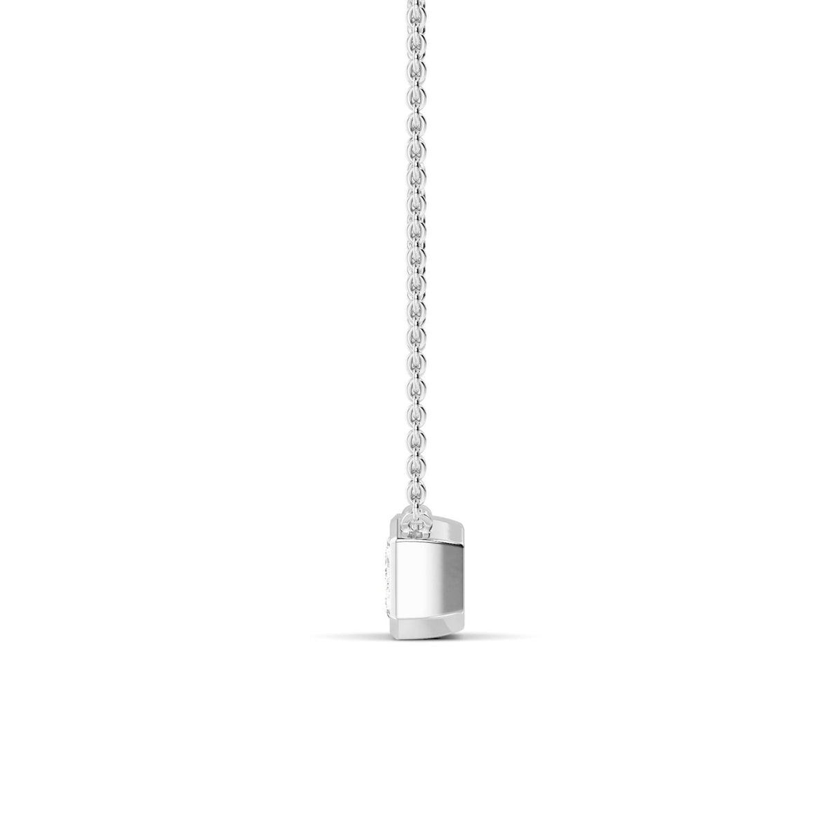 White Gold / Emerald Lab Grown Diamond Bezel Necklace