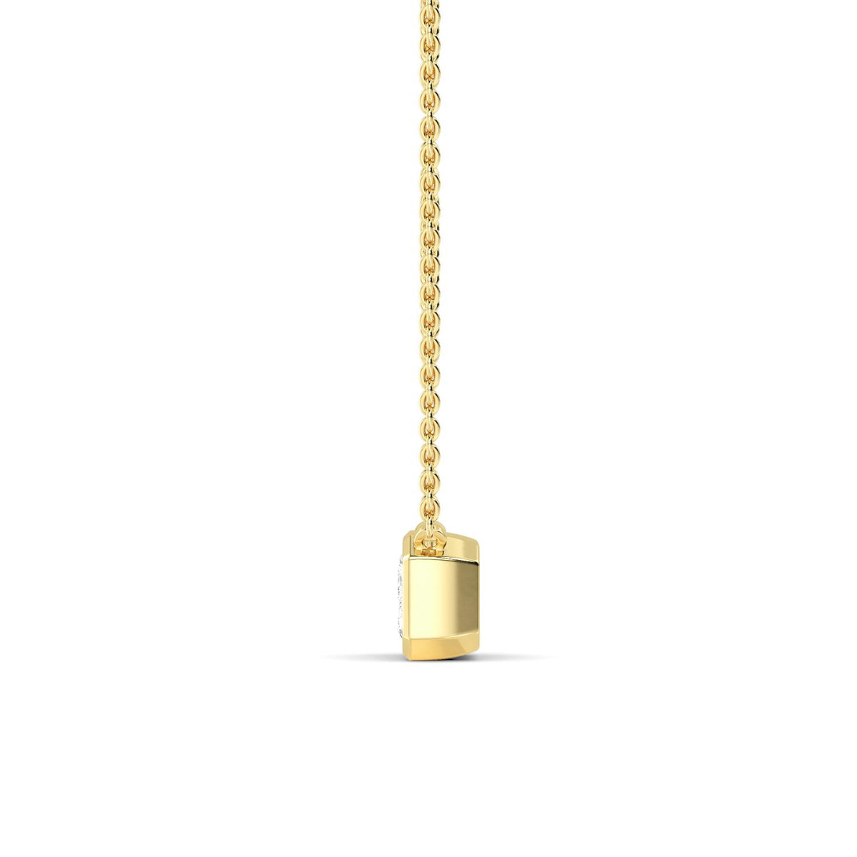 Yellow Gold / Emerald Lab Grown Diamond Bezel Necklace