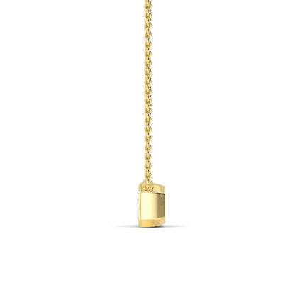 Yellow Gold / Emerald Lab Grown Diamond Bezel Necklace
