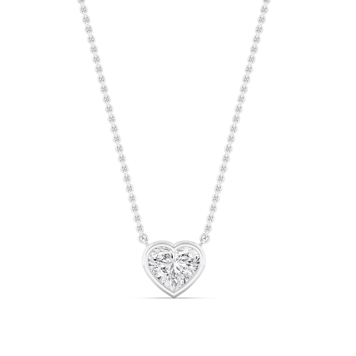 White Gold / Heart Lab Grown Diamond Bezel Necklace