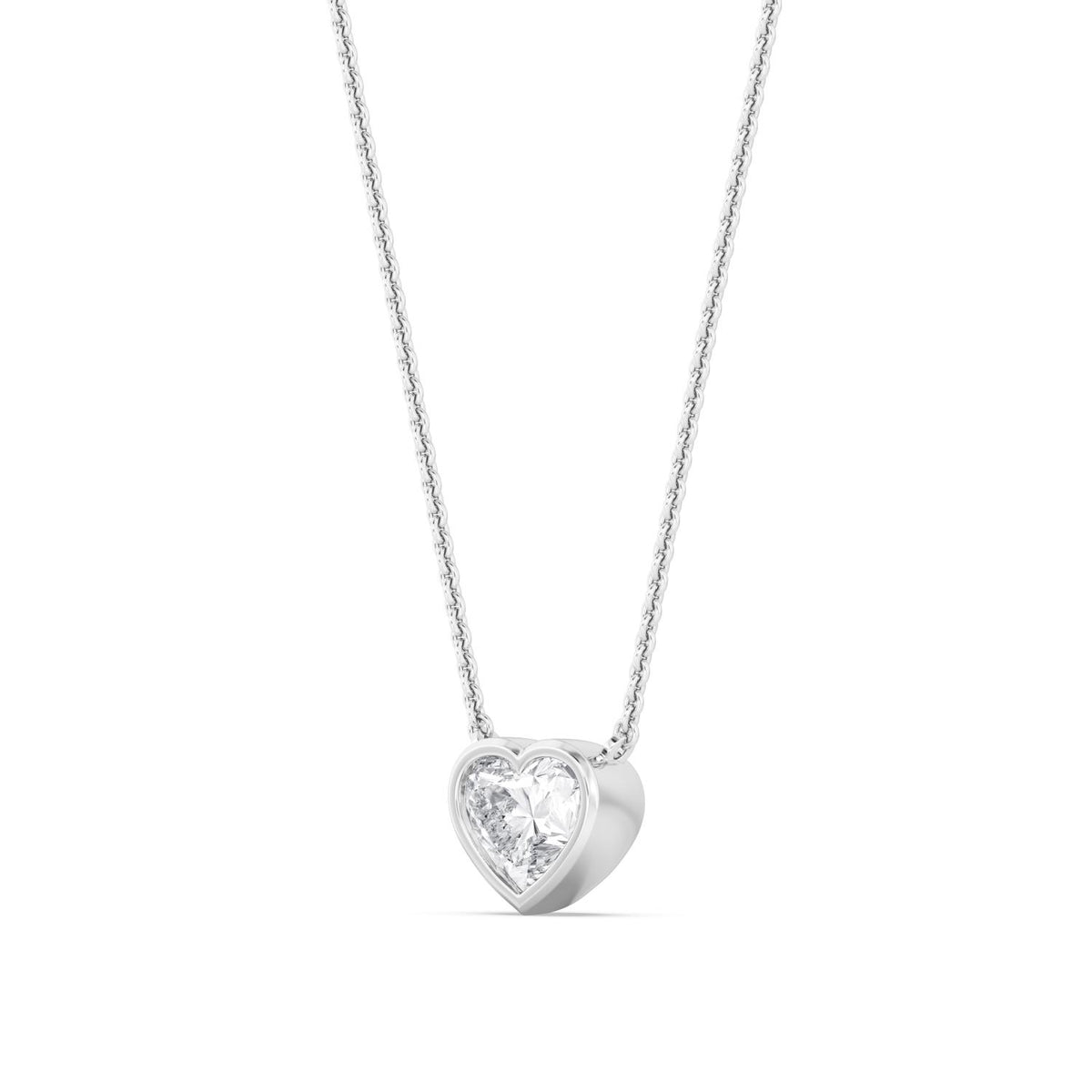 White Gold / Heart Lab Grown Diamond Bezel Necklace