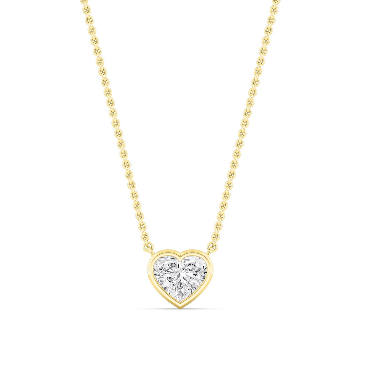 Yellow Gold / Heart Lab Grown Diamond Bezel Necklace