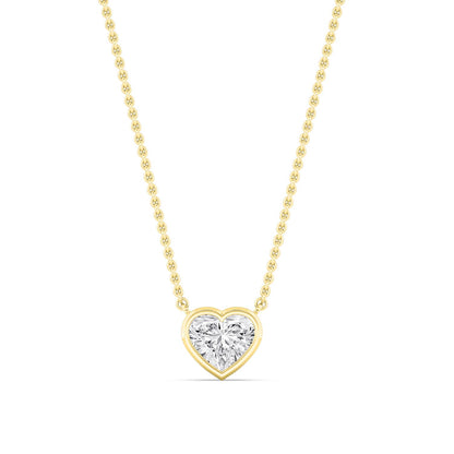Yellow Gold / Heart Lab Grown Diamond Bezel Necklace