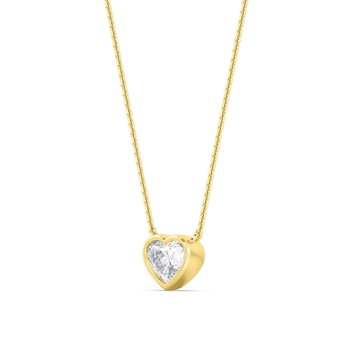 Yellow Gold / Heart Lab Grown Diamond Bezel Necklace