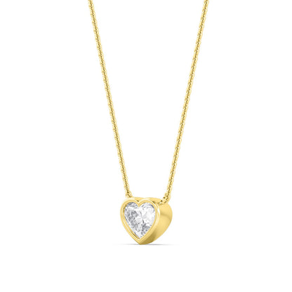 Yellow Gold / Heart Lab Grown Diamond Bezel Necklace