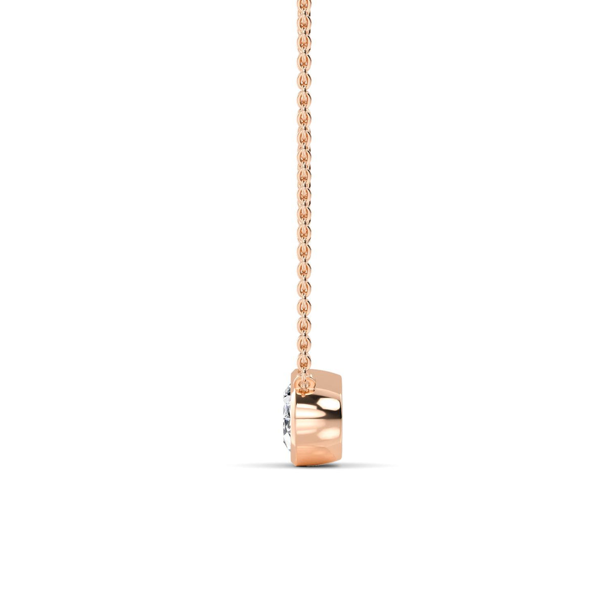 Rose Gold / Oval Lab Grown Diamond Bezel Necklace