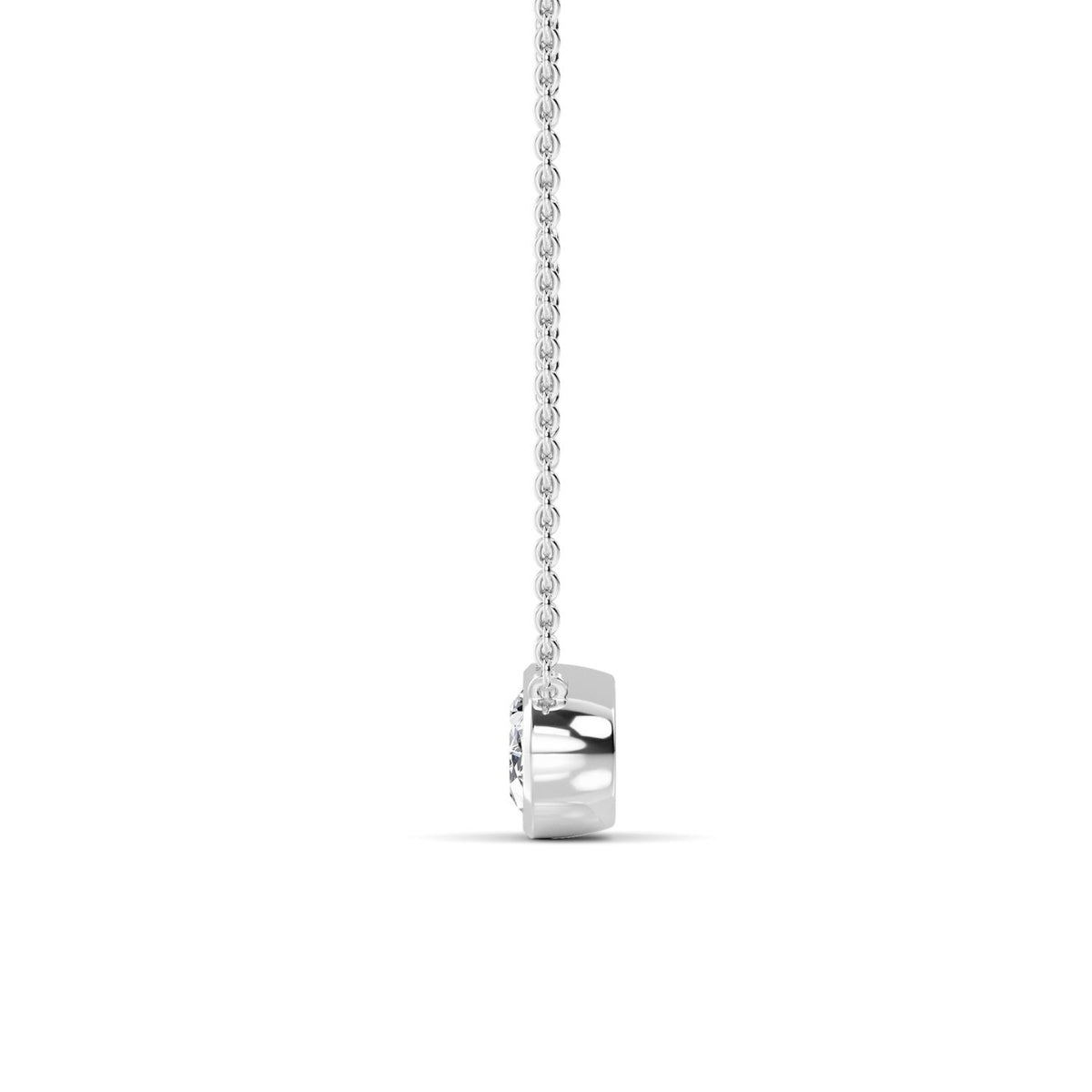White Gold / Oval Lab Grown Diamond Bezel Necklace