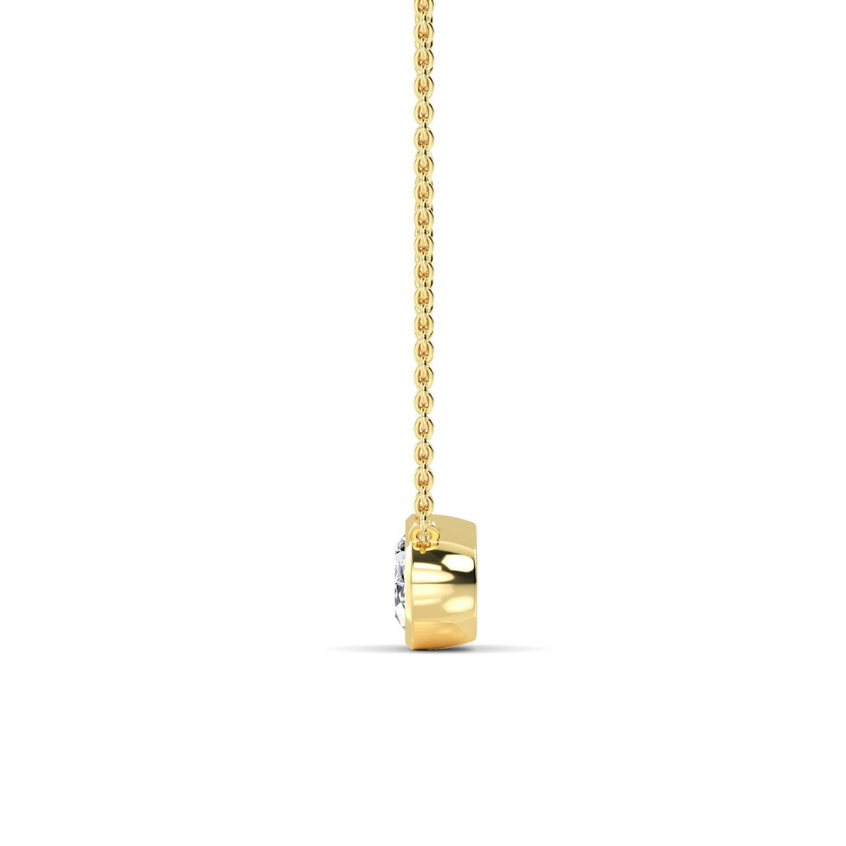 Yellow Gold / Oval Lab Grown Diamond Bezel Necklace