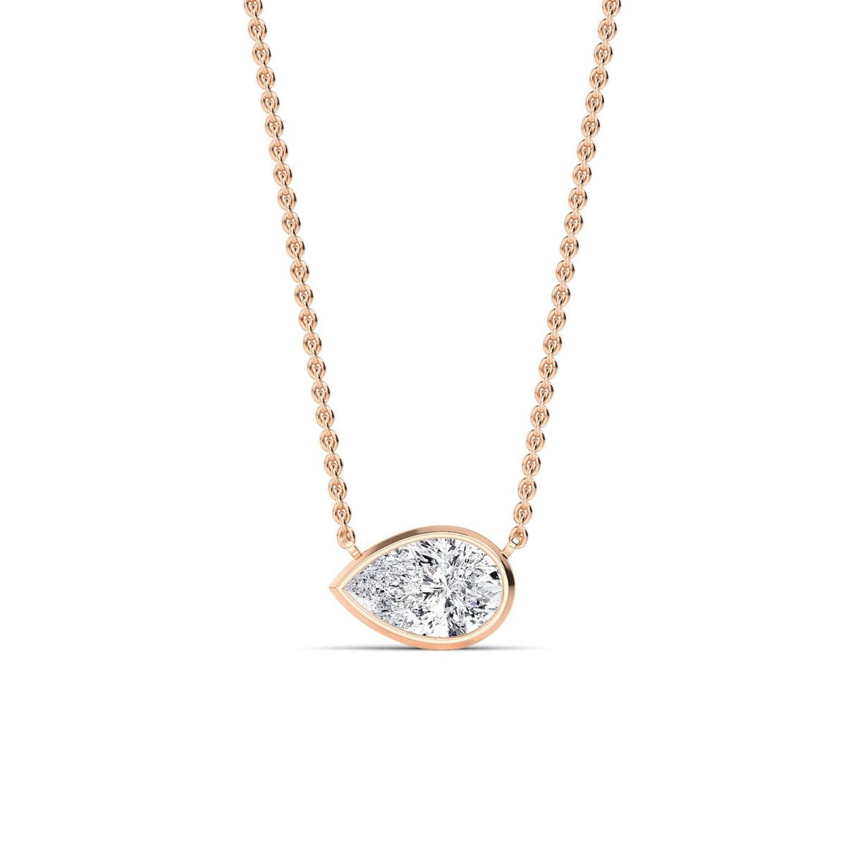 Rose Gold / Pear Lab Grown Diamond Bezel Necklace