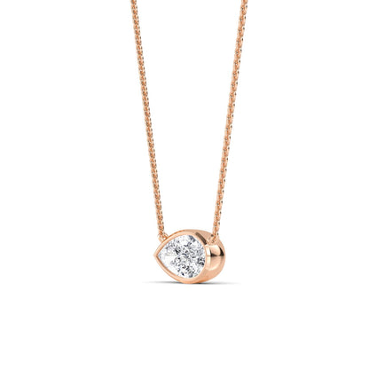 Rose Gold / Pear Lab Grown Diamond Bezel Necklace
