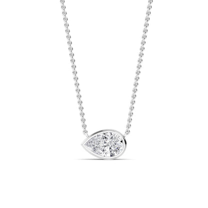 White Gold / Pear Lab Grown Diamond Bezel Necklace