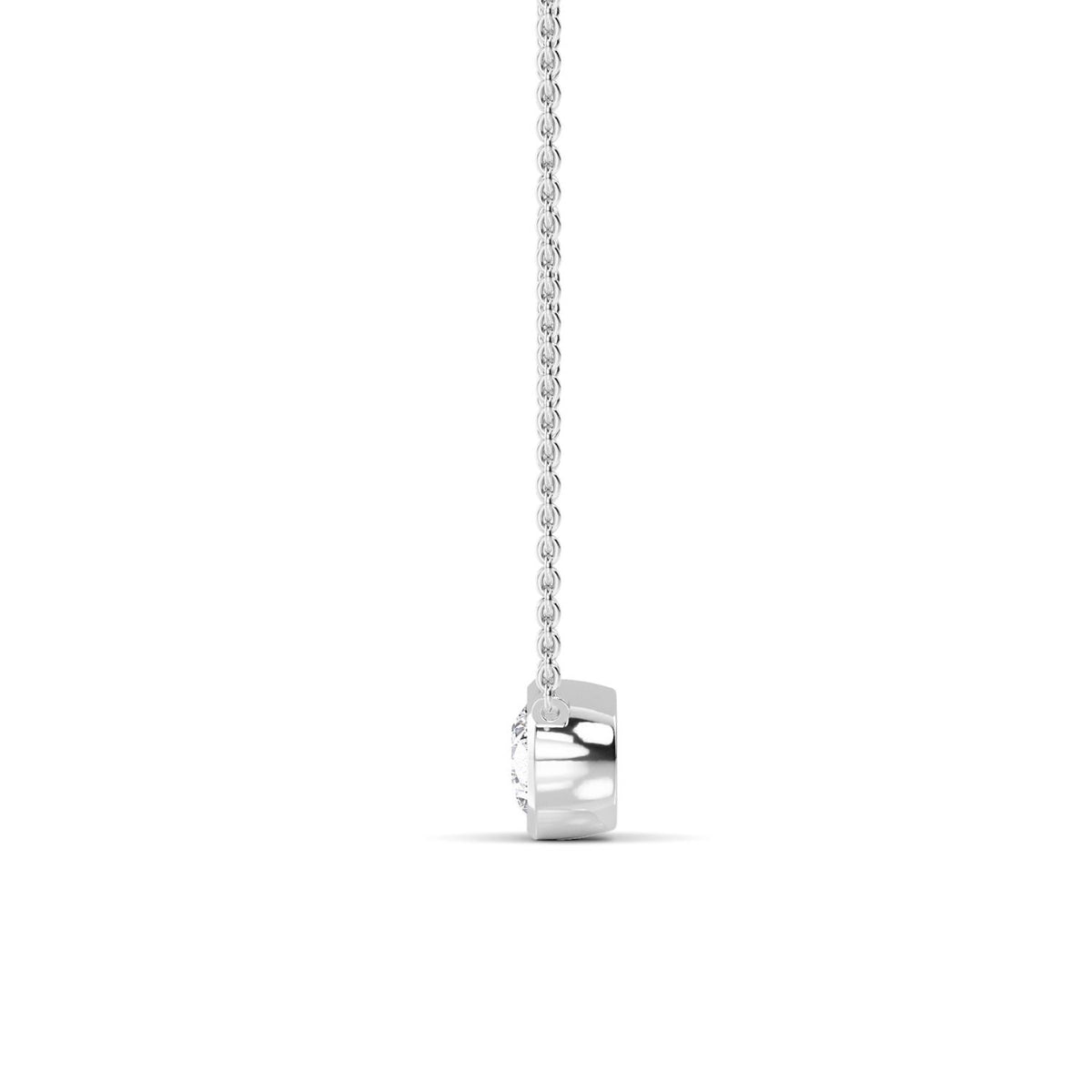 White Gold / Pear Lab Grown Diamond Bezel Necklace