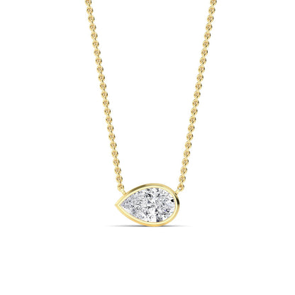 Yellow Gold / Pear Lab Grown Diamond Bezel Necklace
