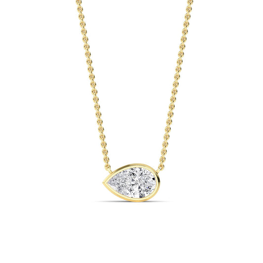 Yellow Gold / Pear Lab Grown Diamond Bezel Necklace