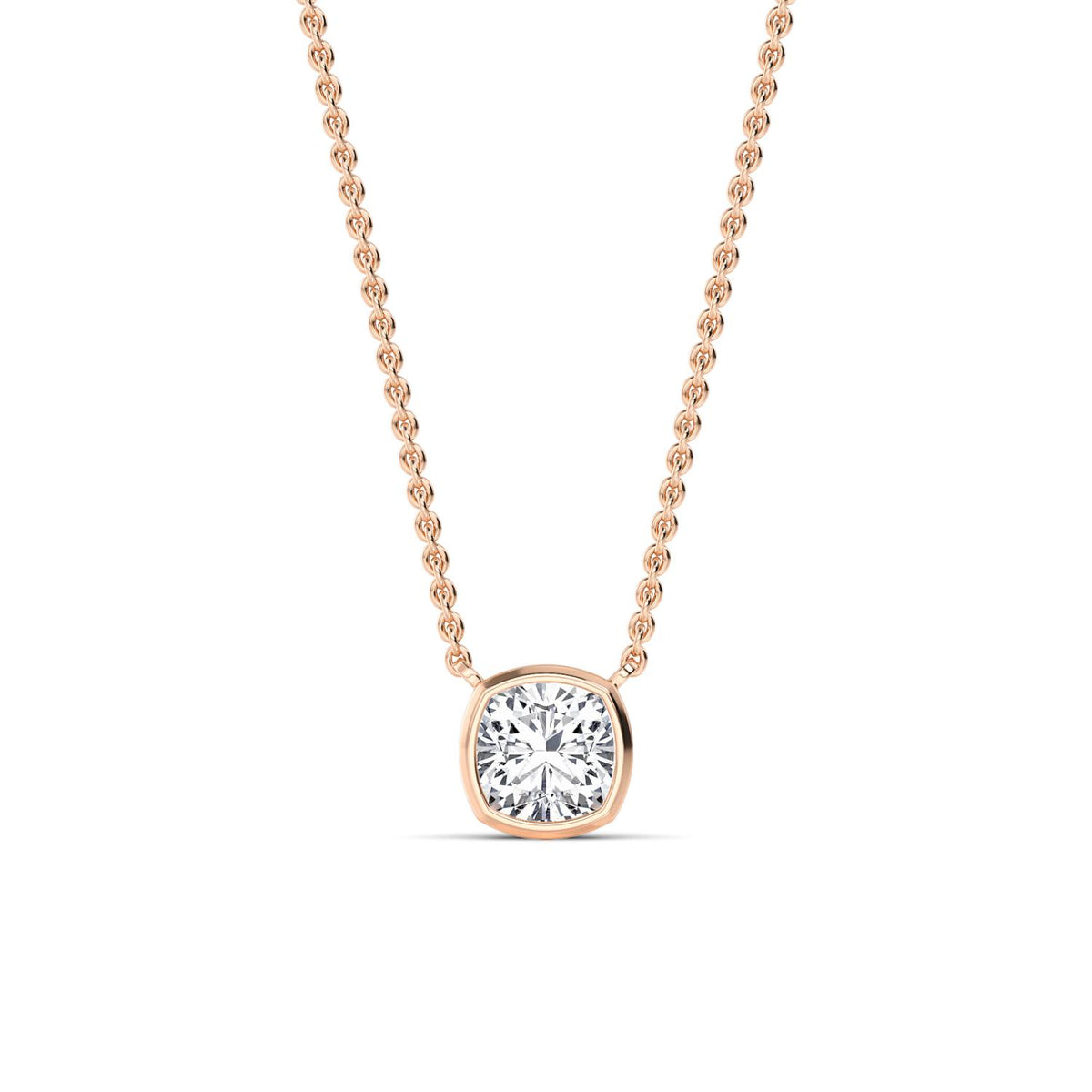 Rose Gold / Lab Grown Diamond Bezel Necklace