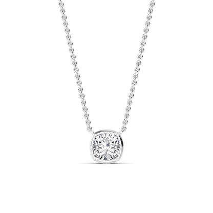 White Gold / Lab Grown Diamond Bezel Necklace