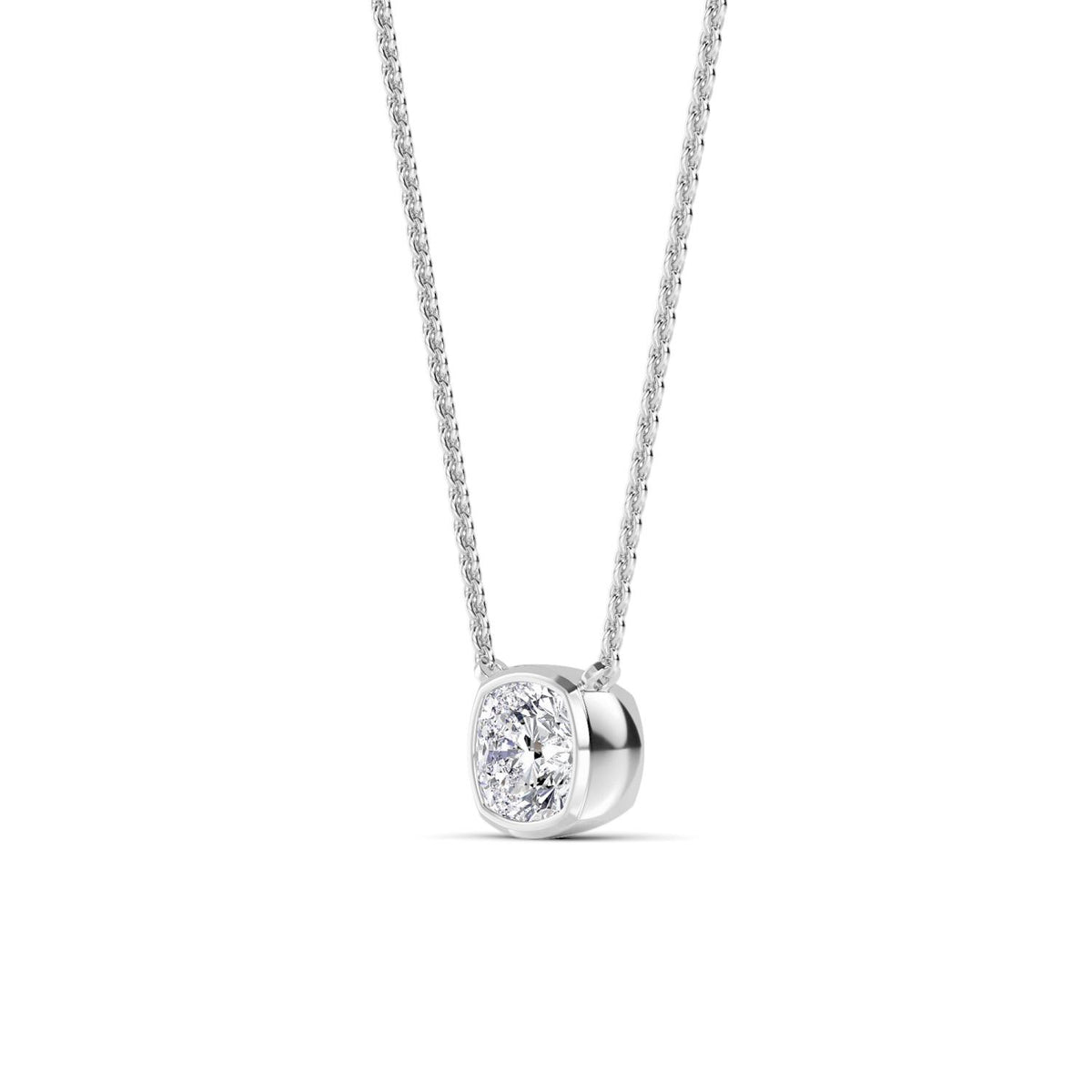 White Gold / Lab Grown Diamond Bezel Necklace