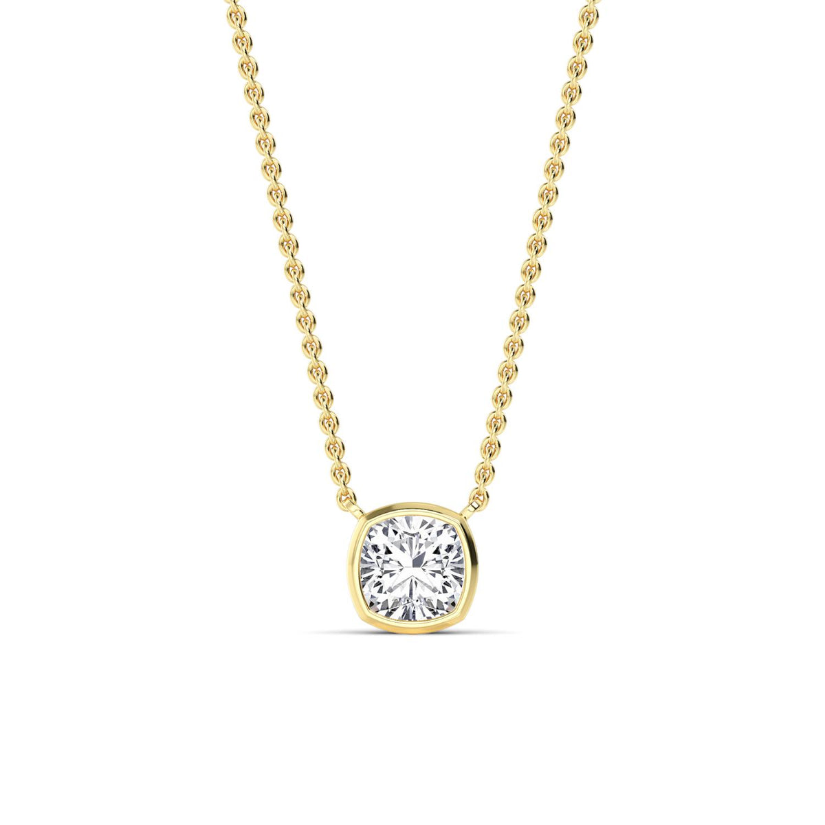 Yellow Gold / Lab Grown Diamond Bezel Necklace