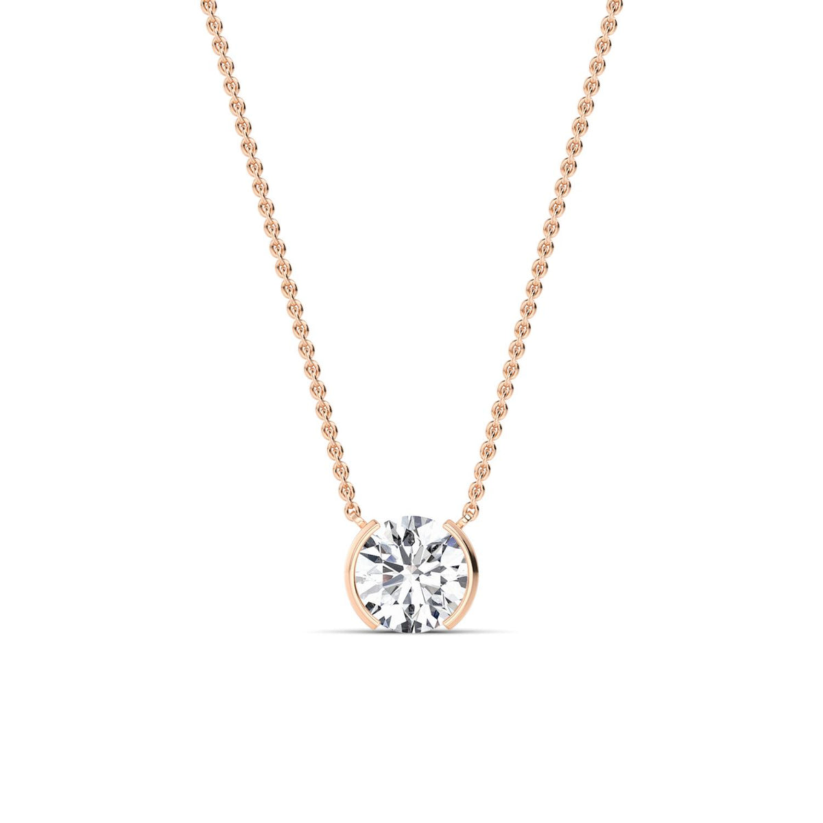 Rose Gold / Lab Grown Diamond Bezel Necklace