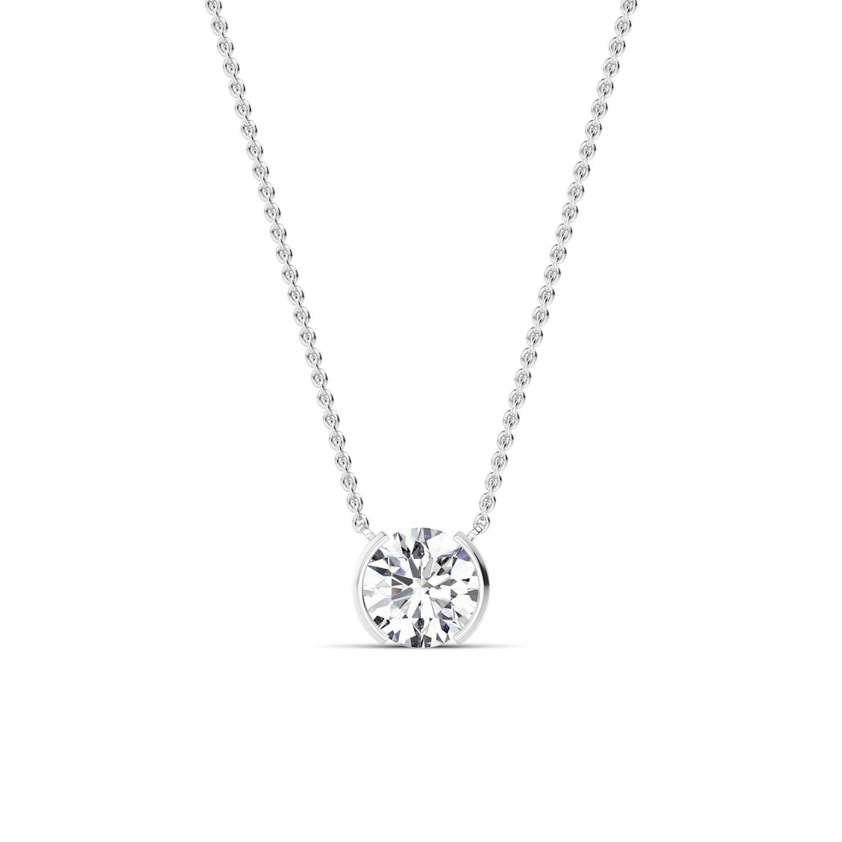 White Gold / Lab Grown Diamond Bezel Necklace