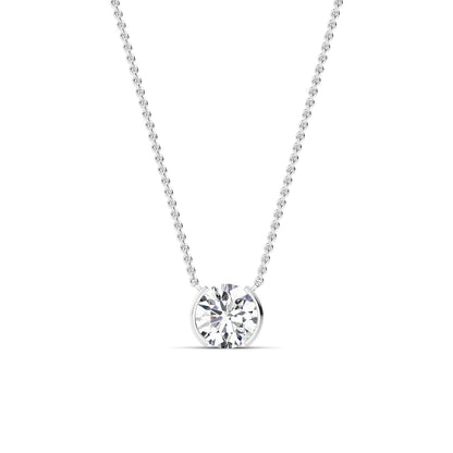 White Gold / Lab Grown Diamond Bezel Necklace