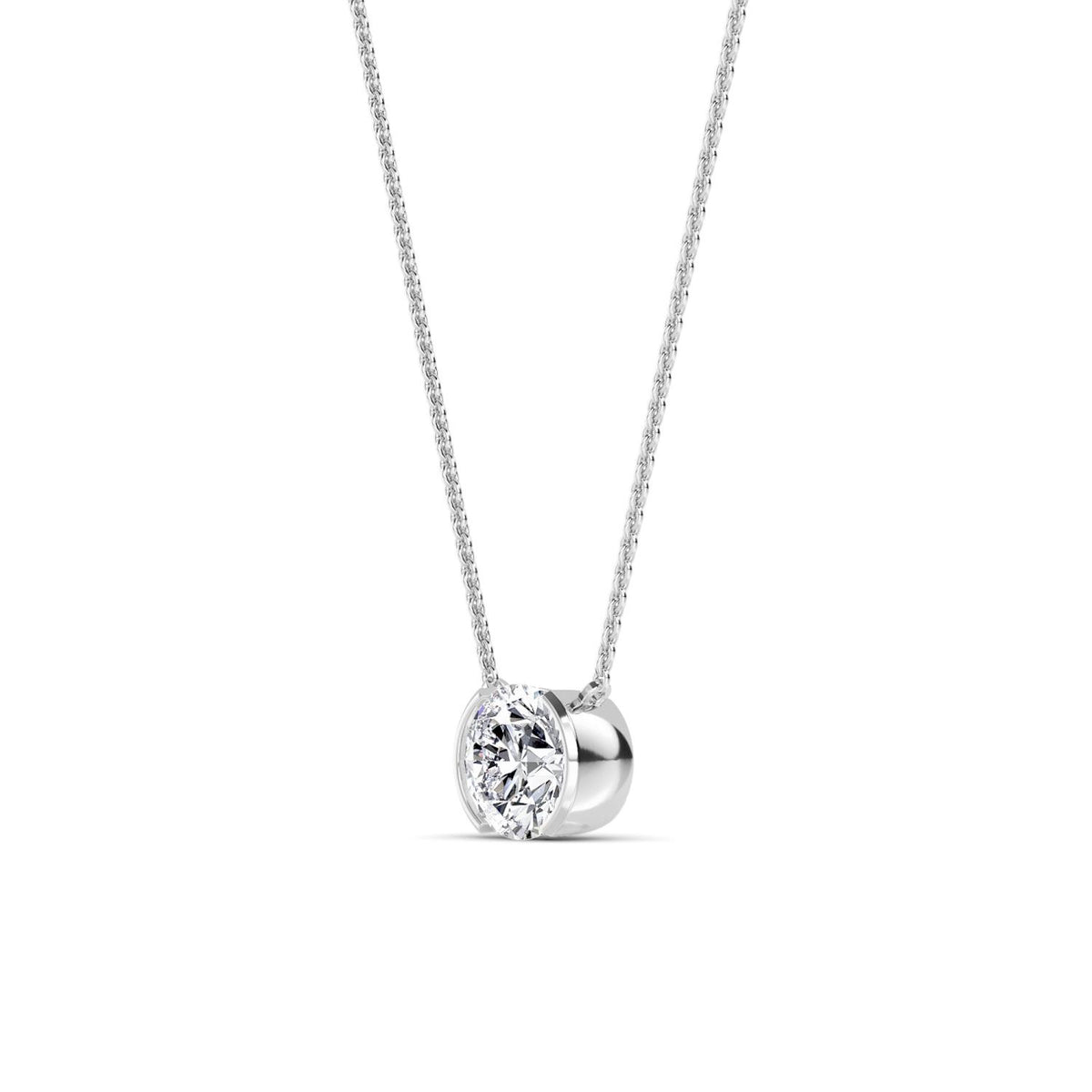 White Gold / Lab Grown Diamond Bezel Necklace