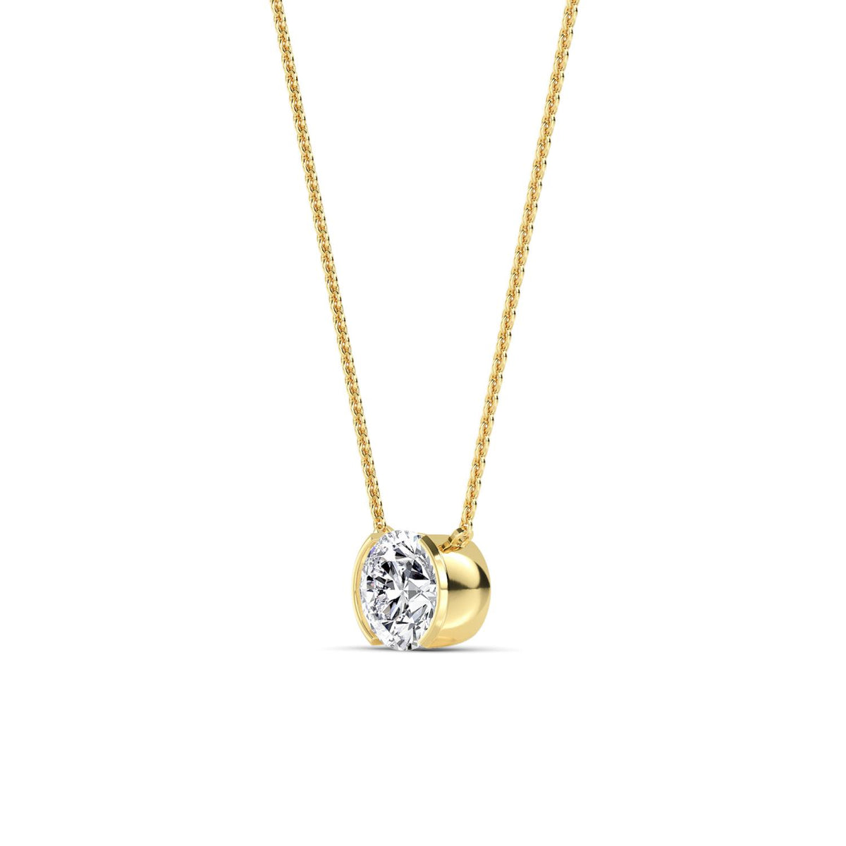 Yellow Gold / Lab Grown Diamond Bezel Necklace