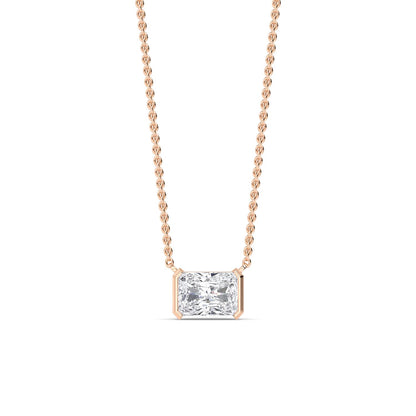 Rose Gold / Emerald Lab Grown Diamond Bezel Necklace