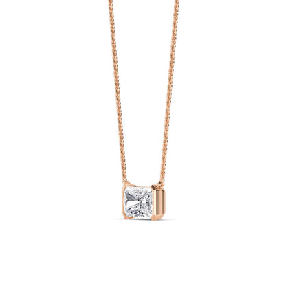Rose Gold / Emerald Lab Grown Diamond Bezel Necklace