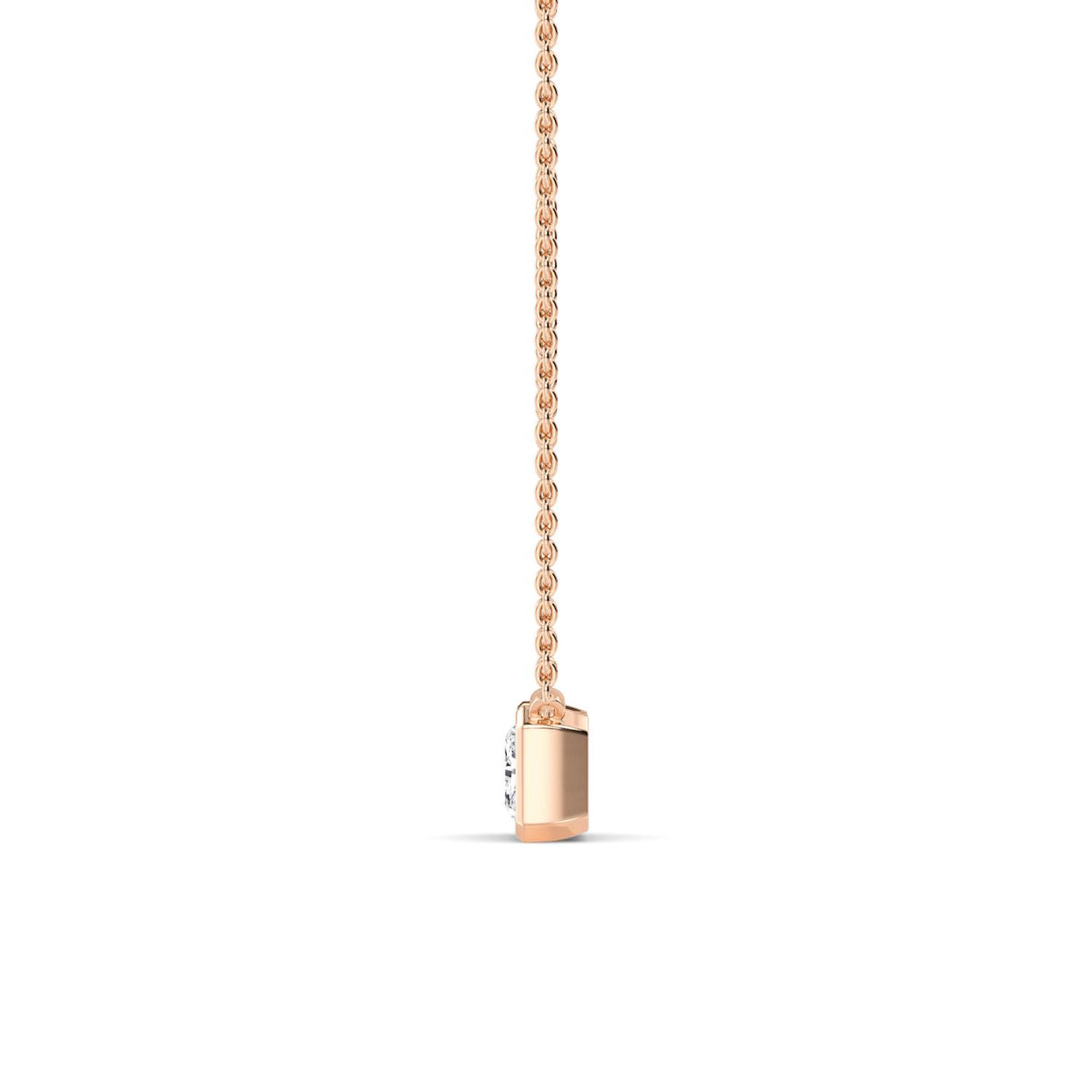Rose Gold / Emerald Lab Grown Diamond Bezel Necklace