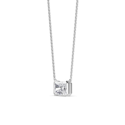 White Gold / Emerald Lab Grown Diamond Bezel Necklace