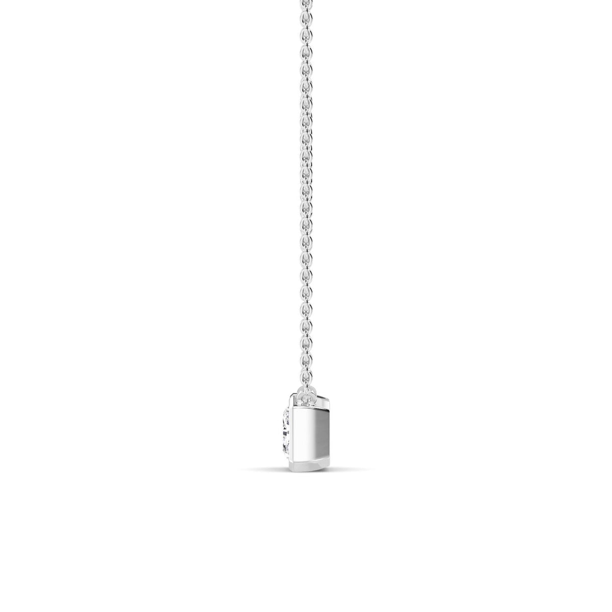 White Gold / Emerald Lab Grown Diamond Bezel Necklace