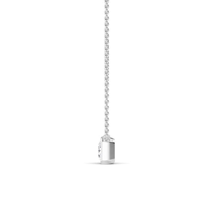 White Gold / Emerald Lab Grown Diamond Bezel Necklace