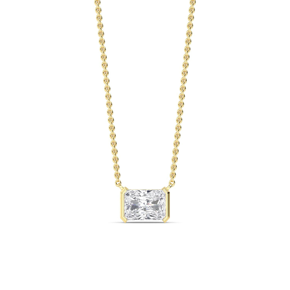 Yellow Gold / Emerald Lab Grown Diamond Bezel Necklace