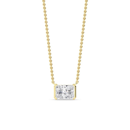 Yellow Gold / Emerald Lab Grown Diamond Bezel Necklace