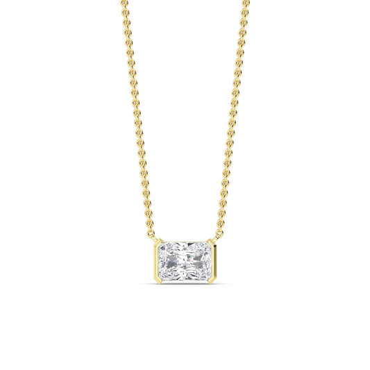 Yellow Gold / Emerald Lab Grown Diamond Bezel Necklace